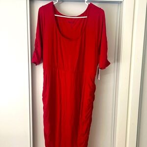 Red knit Torrid ruched bodycon dress